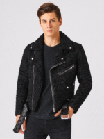 Men's Black Persian Lamb Fur Biker Jacket