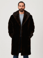 Men's Mouton Long Fur Coat with Mink Fur