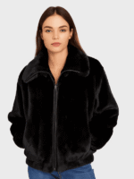 Women's Luxury Black Mink Fur Bomber Jacket