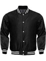 Black Letterman Satin Varsity Jacket