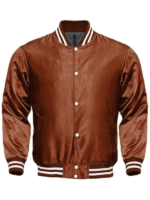 Brown Letterman Satin Varsity Jacket