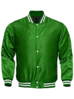 Green Letterman Satin Varsity Jacket