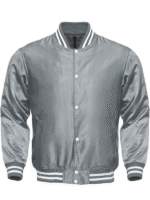 Grey Letterman Satin Varsity Jacket