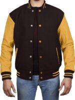 Varsity Jacket With Gold Sleeves