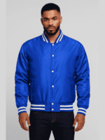 Men's Blue Letterman Satin Varsity Jacket