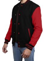 Men's Varsity Jacket With Red Sleeves