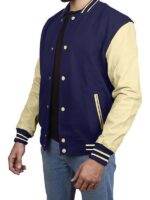 Men's Varsity Jacket With Cream Sleeves