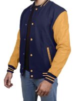 Men's Varsity Jacket With Gold Sleeves