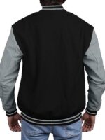 Black Varsity Jacket With Grey Sleeves
