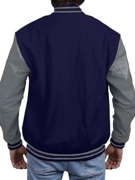 Men's Varsity Jacket With Grey Sleeves