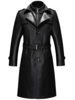 Men's Full Leather Parka Trench Coat