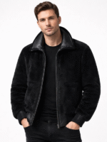 Men's Aviator B6 Pilot Black Leather Jacket