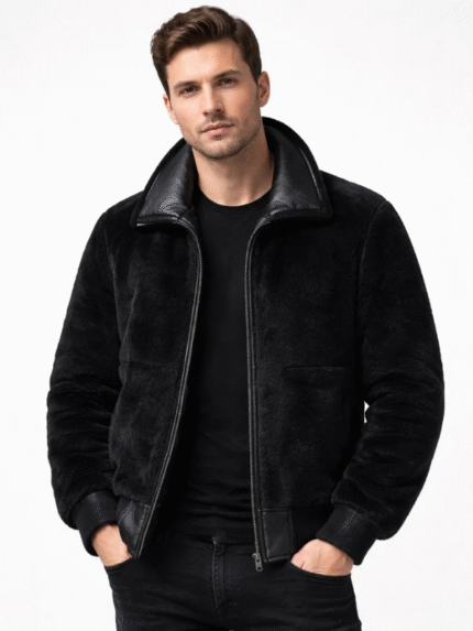 Men's Aviator B6 Pilot Black Leather Jacket