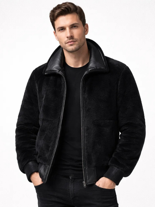 The Jasperz (2) Men's Aviator B6 Pilot Black Leather Jacket