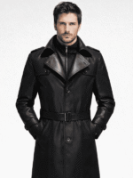 Men's Genuine Full Leather Parka Trench Coat