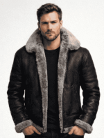 Men's Black Leather Flying B3 Bomber Jacket