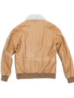 Wheat US Flag Flight Pilot Leather Jacket