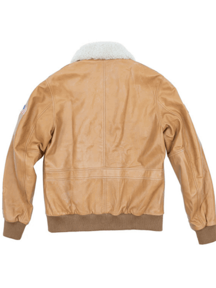 Wheat US Flag Flight Pilot Leather Jacket