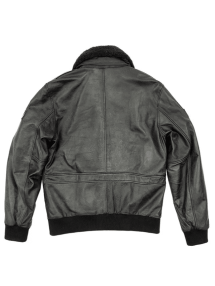 Black US Flag Flight Pilot Leather Jacket