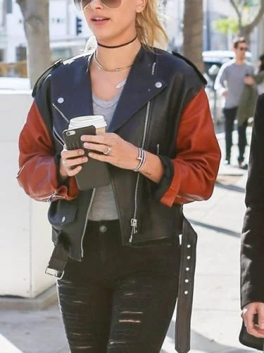 New Hailey Baldwin Black Jacket with Red Sleeves for Women - Best Offer - Image 3