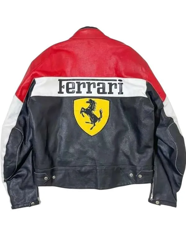 Men Vintage Leather F1 Ferrari Jacket